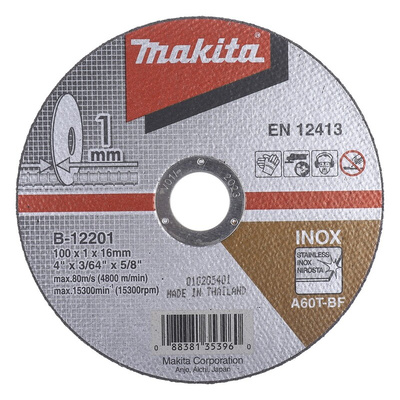 Makita B Aluminium Oxide Cutting Disc, 100mm x 1mm Thick, P120 Grit, 10 in pack