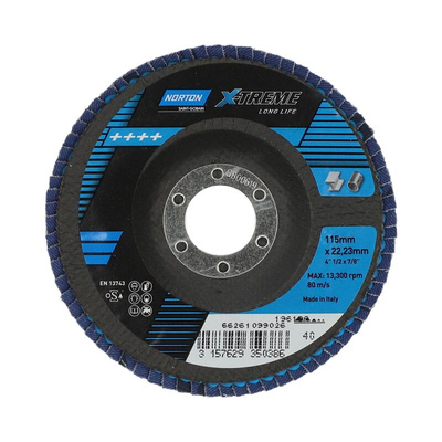 Norton X-Treme - Flap Discs Zirconium, 115mm x 1.5mm Thick, 40 Grit, X-Treme - Flap Discs