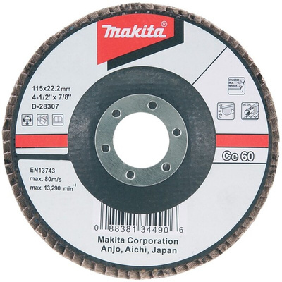 Makita Aluminium Oxide, Ceramic Flap Disc, 115mm