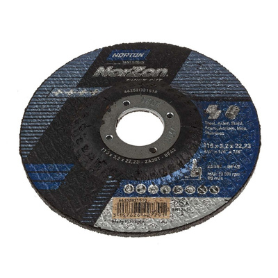 Norton Cutting Disc Zirconium Cutting Disc, 115mm x 3.2mm Thick, P36 Grit, Norton Norzon Quick Cut, 5 in pack