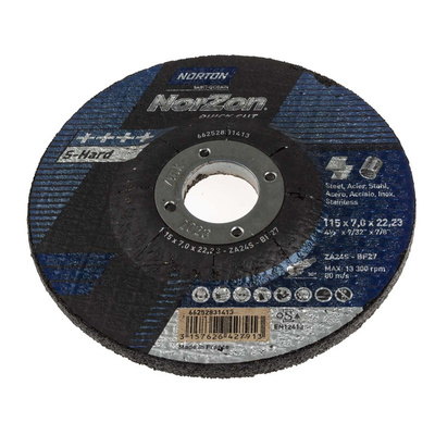 Norton Grinding Disc Zirconium Grinding Disc, 115mm x 7mm Thick, P24 Grit, Norzon, 5 in pack