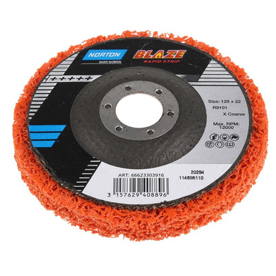 Norton Blaze Rapid Strip Ceramic Stripping Disc, 125mm, Coarse Grade, Blaze Rapid Strip, 1 in pack