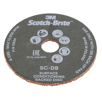 3M Aluminium Oxide Sanding Disc, 115mm, Coarse Grade, Scotch-Brite SC-DB, 10 in pack