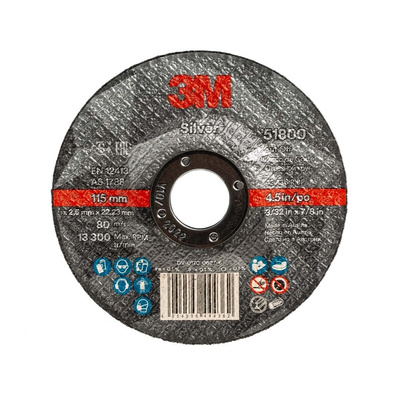 3M T42 Silver Aluminium Oxide Cut-Off Wheel, 115mm Diameter, P120 Grit, Fine