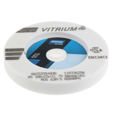 Norton VITRIUM 3 Straight Wheel Aluminium Oxide Grinding Wheel, 180mm Diameter, P46 Grit