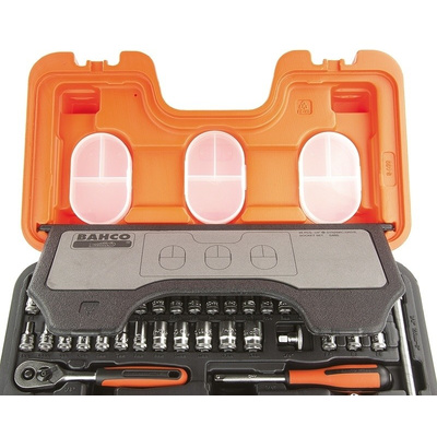 Bahco S-460 46 Piece Socket Set, 1/4 in Square Drive