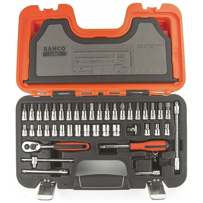 Bahco S-460 46 Piece Socket Set, 1/4 in Square Drive