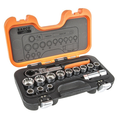 Bahco S140T 14 Piece Socket Set, 3/4 in Square Drive