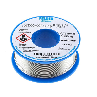 Felder Lottechnik Wire, 0.75mm Lead solder, 179°C Melting Point