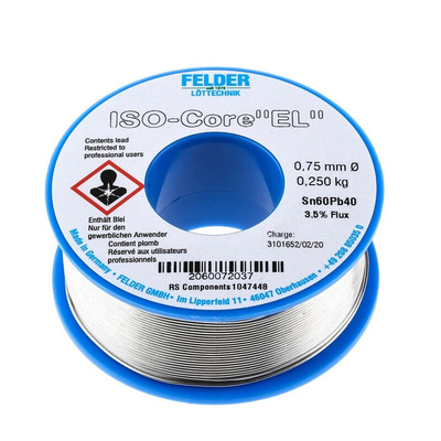 Felder Lottechnik Wire, 0.75mm Lead solder, 183°C Melting Point