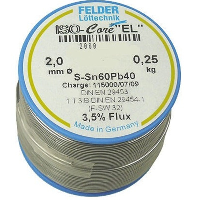 Felder Lottechnik Wire, 2mm Lead solder, 183°C Melting Point