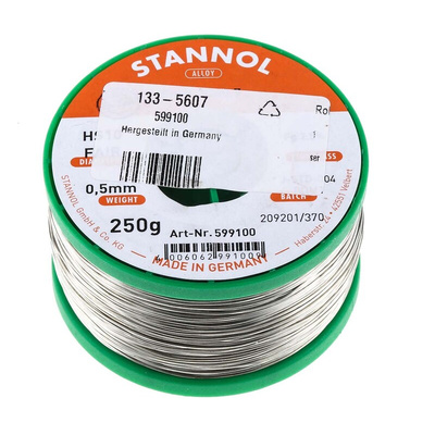 Stannol Wire, 0.5mm Lead Free Solder, 227°C Melting Point