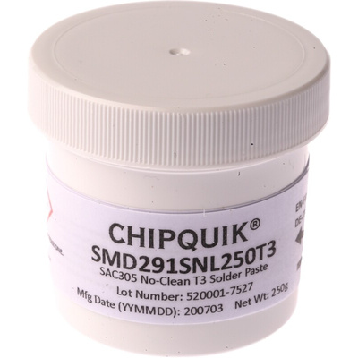 CHIPQUIK SMD291SN Lead Free Solder Paste, 250g Tub