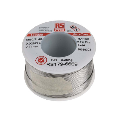 RS PRO Wire, 0.7mm Lead solder, 183°C Melting Point