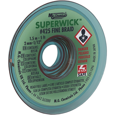 Super Wick SUPERWICK 425 1.5m Desoldering Braid, Width 2mm