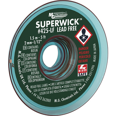 Super Wick SUPERWICK 425-LF 1.5m Lead Free No Clean Desoldering Braid, Width 2mm
