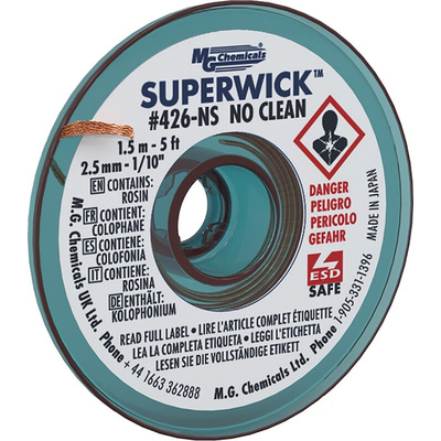 Super Wick SUPERWICK 426-NS 1.5m No Clean Desoldering Braid, Width 2.5mm