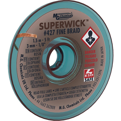 Super Wick SUPERWICK 427 1.5m Desoldering Braid, Width 3mm