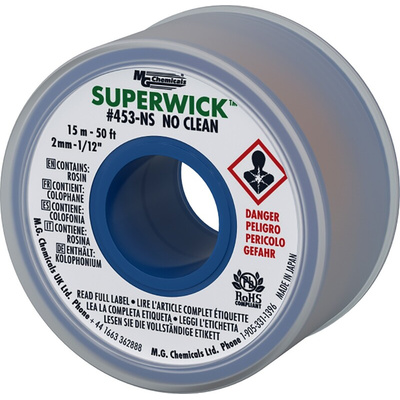 Super Wick SUPERWICK 453-NS 15m No Clean Desoldering Braid, Width 2mm