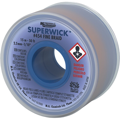 Super Wick SUPERWICK 454 15m Desoldering Braid, Width 2.5mm