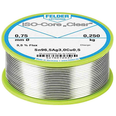 Felder Lottechnik Wire, 0.75mm Lead Free Solder, 217°C Melting Point
