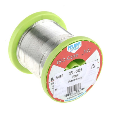 Felder Lottechnik Wire, 0.5mm Lead Free Solder, 217°C Melting Point