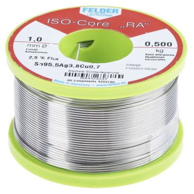 Felder Lottechnik Wire, 1mm Lead Free Solder, 217°C Melting Point