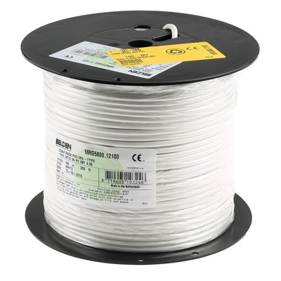 Belden White Unterminated to Unterminated RG58 Coaxial Cable, 50 Ω 4.95mm OD 100m