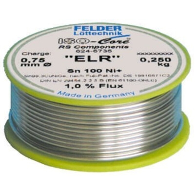 Felder Lottechnik Wire, 0.75mm Lead Free Solder, 227°C Melting Point