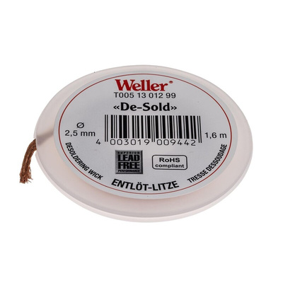 Weller 1.6m Desoldering Braid, Width 2.5mm