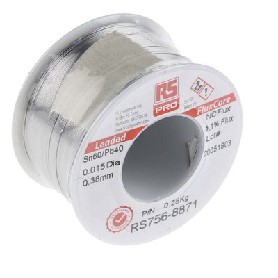 RS PRO Wire, 0.4mm Lead solder, 183°C Melting Point