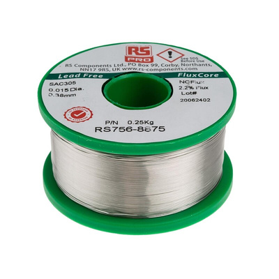RS PRO Wire, 0.38mm Lead Free Solder, 217°C Melting Point