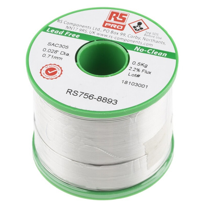 RS PRO Wire, 0.71mm Lead Free Solder, 217°C Melting Point