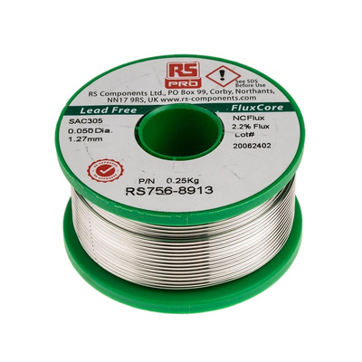 RS PRO Wire, 1.27mm Lead Free Solder, 217°C Melting Point
