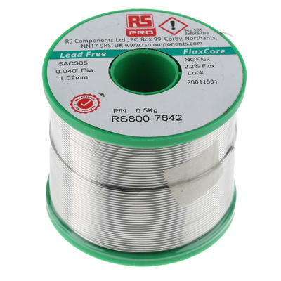 RS PRO Wire, 1.01mm Lead Free Solder, 217°C Melting Point