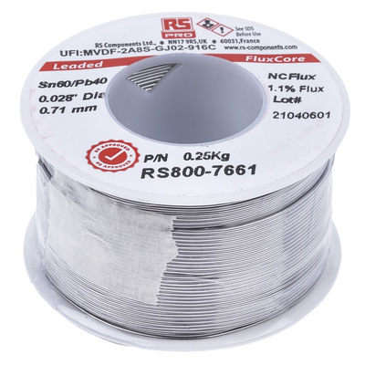 RS PRO Wire, 0.71mm Lead solder, 183°C Melting Point