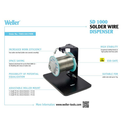 Weller Soldering Accessory Solder Dispenser, for use with Solder Reels