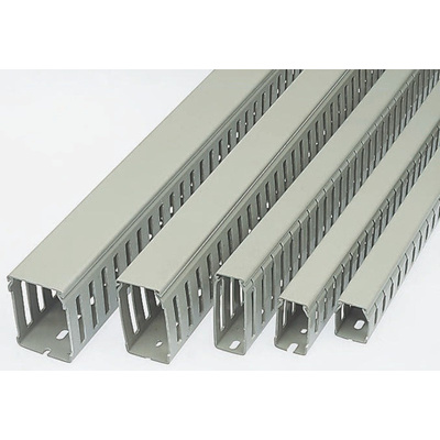 Betaduct Grey Slotted Panel Trunking - Open Slot, W75 mm x D75mm, L2m, PVC