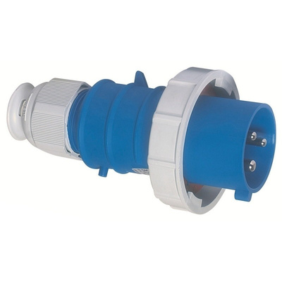 Bals IP67 Blue Wall Mount 2P+E Industrial Power Plug, Rated At 32.0A, 230.0 V