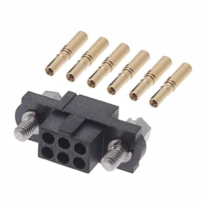 M80 Connector Kit Containing 6 Barrel Crimp Contacts Loose, Crimp Shell, Housing with Hexagonal Slotted Jackscrews