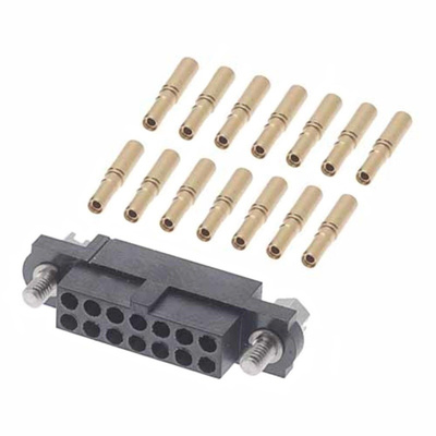 M80 Connector Kit Containing 14 Barrel Crimp Contacts Loose, Crimp Shell, Housing with Hexagonal Slotted Jackscrews