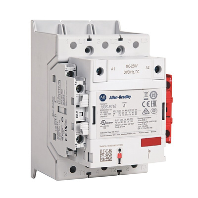 Allen Bradley 100S-E Series Contactor, 100 → 250 V ac/dc Coil, 3-Pole, 116 A, 1NO + 1NC, 250 V ac/dc
