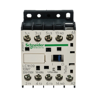 Schneider Electric LC1K Series Contactor, 220 V ac Coil, 3-Pole, 9 A, 4 kW, 3NO, 690 V ac