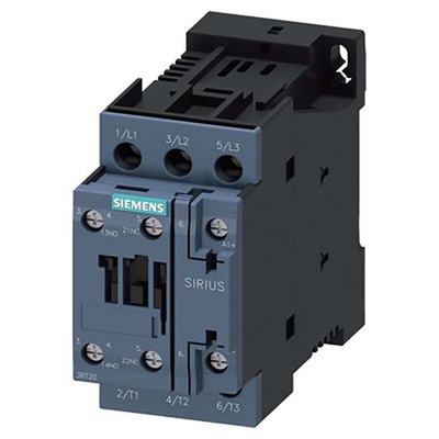 Siemens Reversing Contactor, 60 V dc Coil, 3-Pole, 9 A, 40 kW, 1NO + 1NC