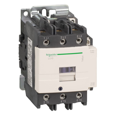 Schneider Electric Contactor, 110 V dc Coil, 3-Pole, 80 A, 45 kW, 1NC + 1NO