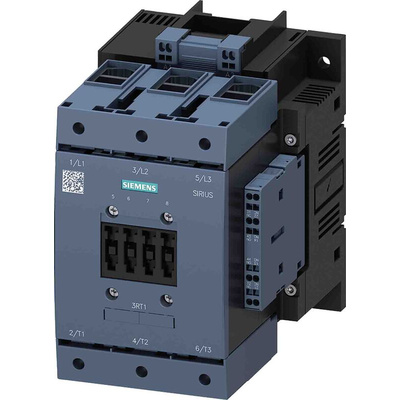 Siemens Contactor, 127 V Coil, 3-Pole, 115 A, 55 kW, 2NO + 2NC