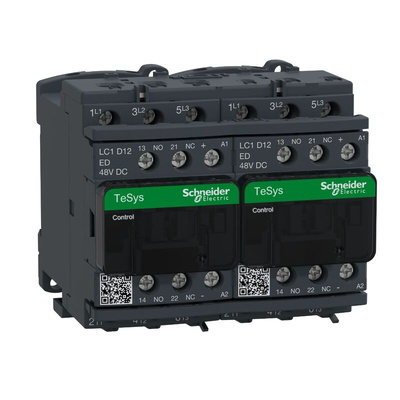 Schneider Electric LC2D Series Reversing Contactor, 48 V Coil, 3-Pole, 12 A, 1 NO + 1 NC