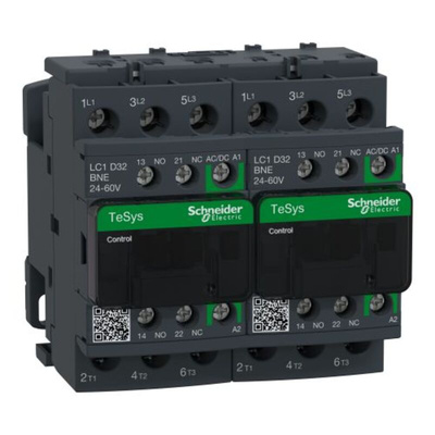 Schneider Electric LC2D Series Reversing Contactor, 24-60 V Coil, 3-Pole, 32 A, 1 NO + 1 NC