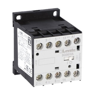 Lovato BG06 Series Contactor, 460 V Coil, 3-Pole, 6 A, 3 kW, 1NO, 690 V