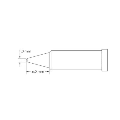 Metcal GT4-CN0010P 1.0 x 6 mm Conical Soldering Iron Tip for use with Soldering Iron